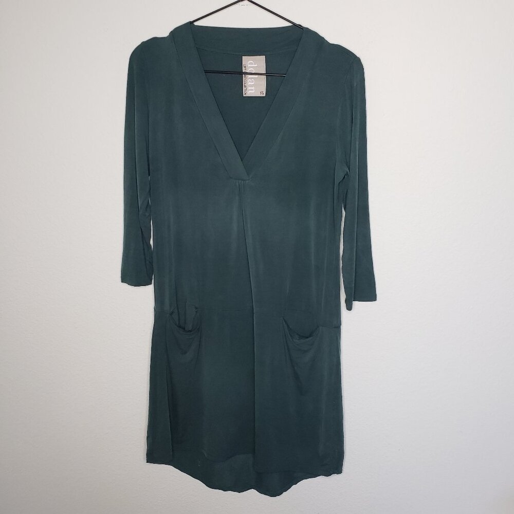Dolan Left Coast Collection Women's Sz XS Green 3/4th Sleeve Tunic Dress